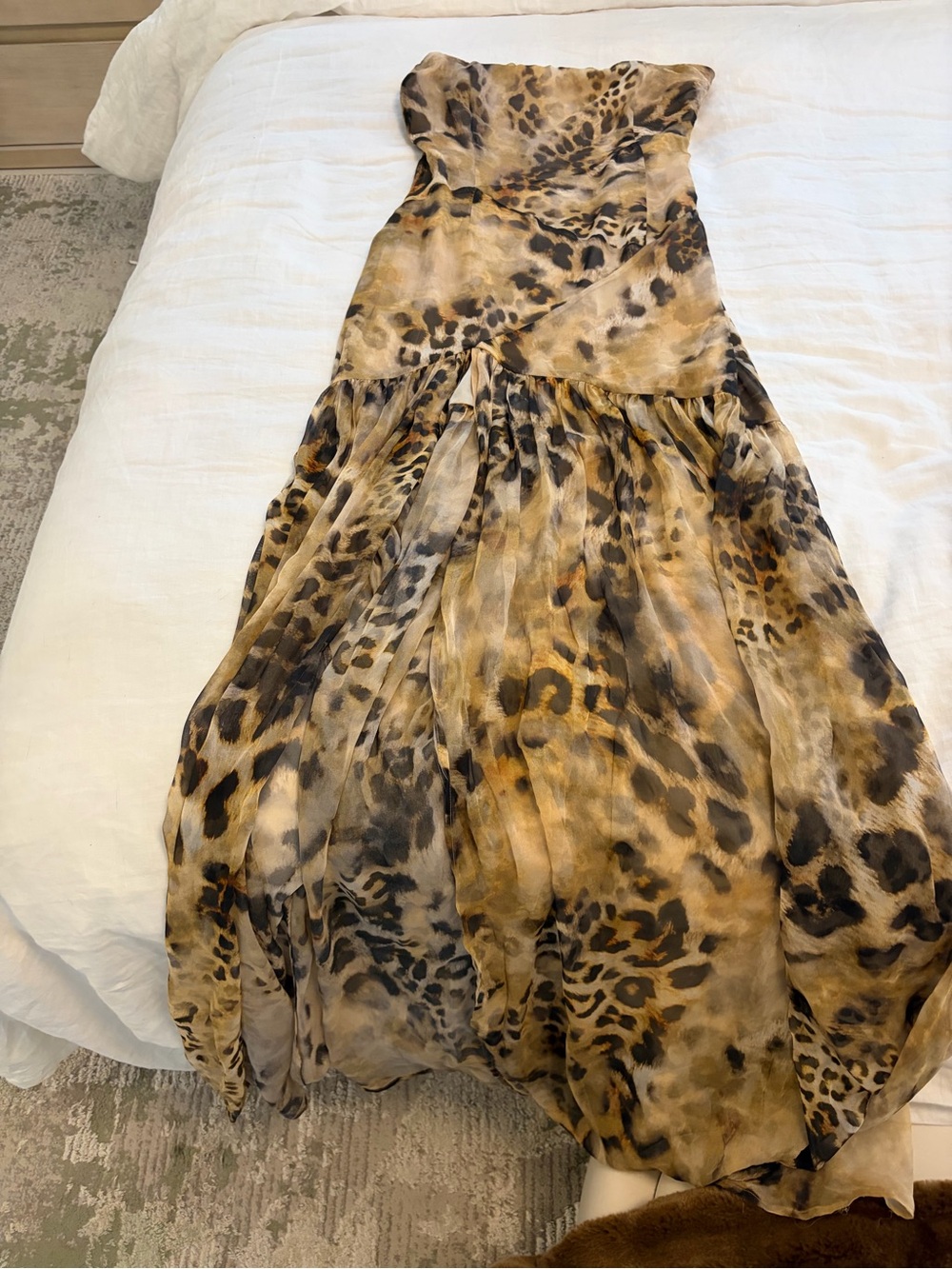 Retrofete Leopard-Print Silk Maxi Dress (altered to size SMALL)